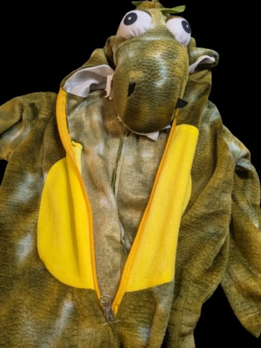 Rubie's Dragon Costume Toddler 3T-4T Green Yellow Hooded Jumpsuit Halloween